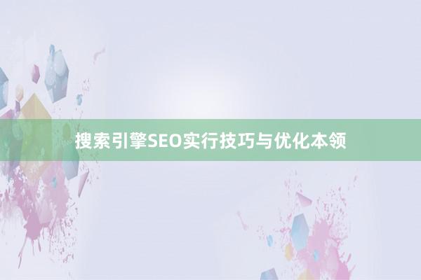 搜索引擎SEO实行技巧与优化本领