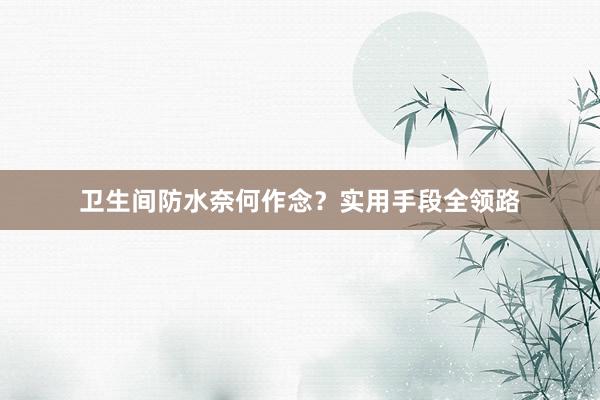 卫生间防水奈何作念？实用手段全领路
